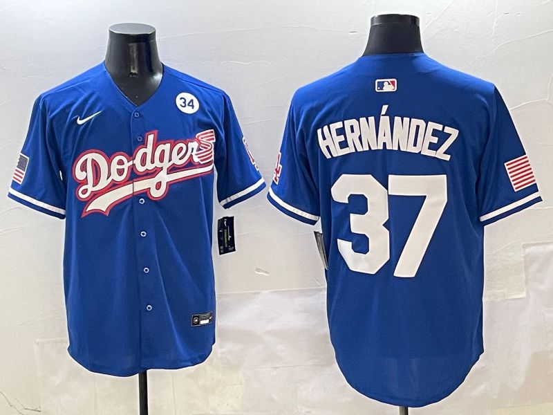 Men Los Angeles Dodgers #37 Hernandez Blue Second generation Joint Name Nike 2025 MLB Jersey style 8->los angeles dodgers->MLB Jersey